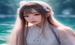电车之狼活泼少女角色小春在列车座位上翻看手机，橙色系穿搭，笑容明朗，阳光感强烈